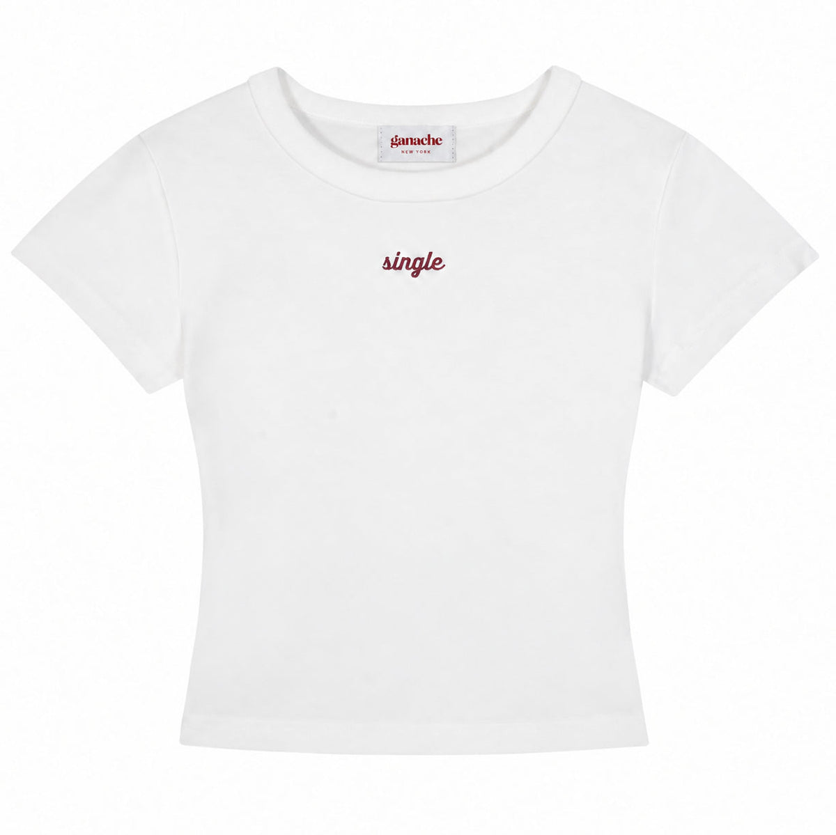 White Single Embroidered Tee front