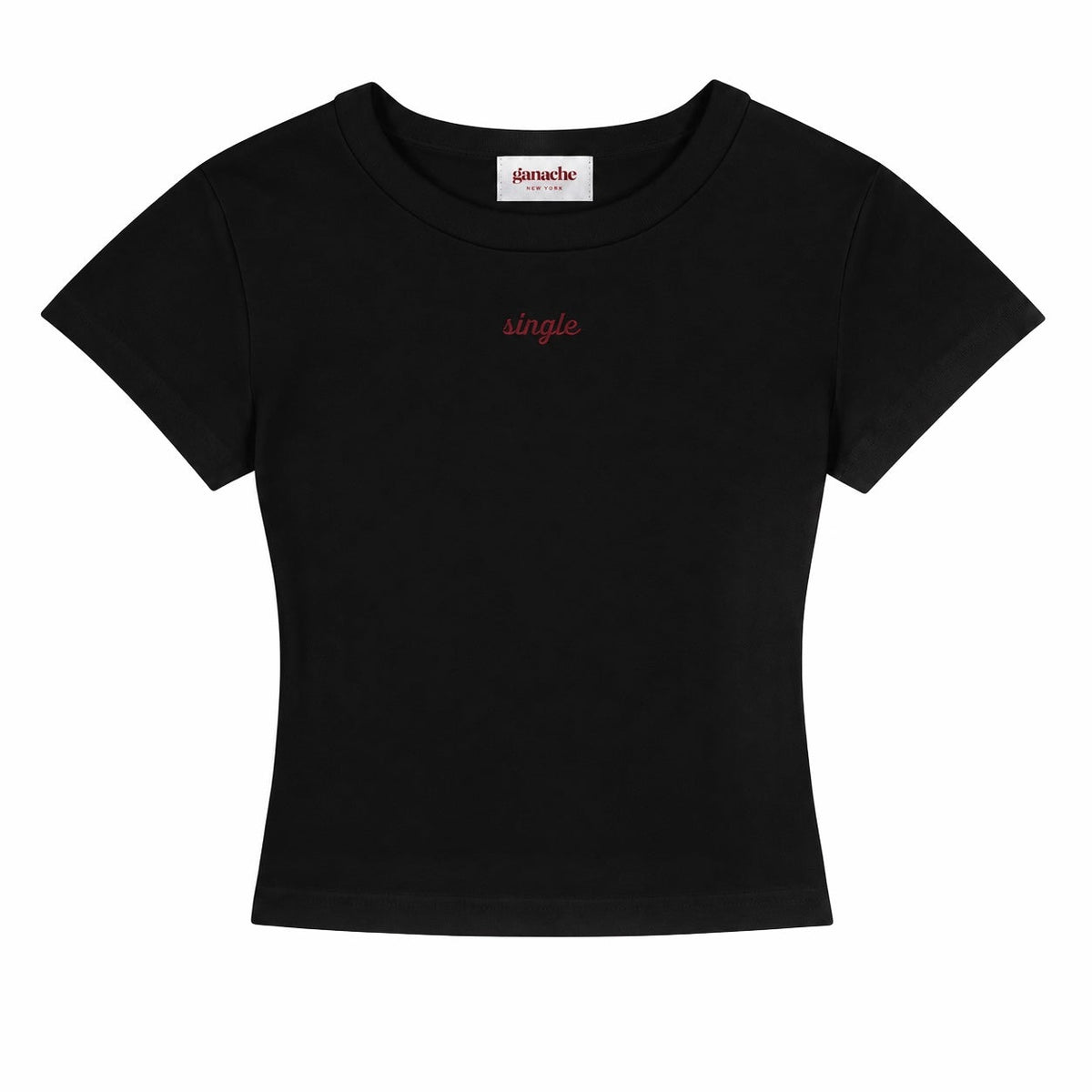 Black Single Embroidered Tee front