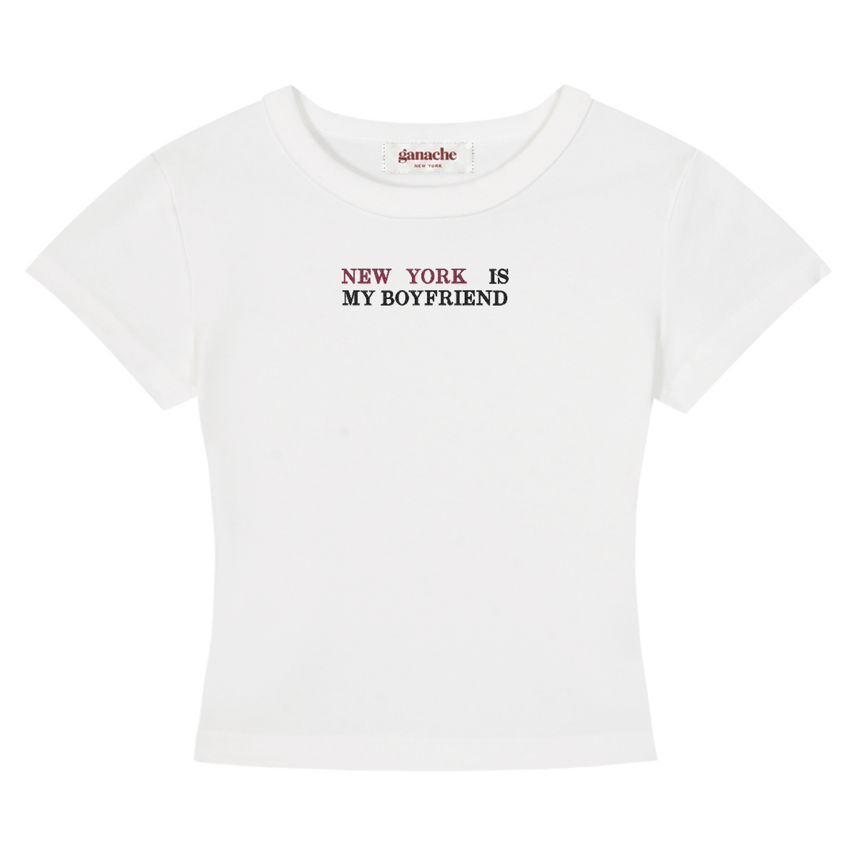 New York Is My BF Embroidered Tee — White